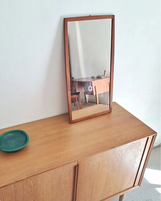 Specchio vintage design svedese originale anni 50 | teak 70cm