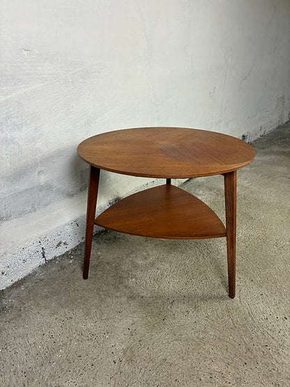Tavolino tondo da caffè in teak - Jensen - vista profilo