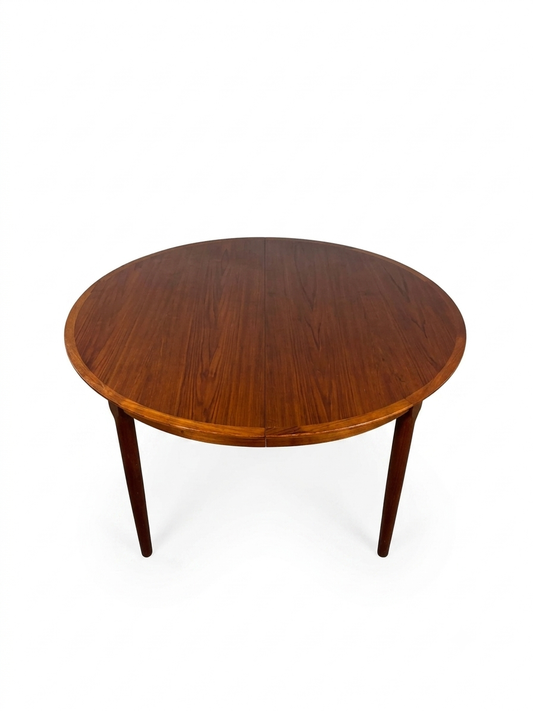 Tavolo rotondo teak Ø121 design danese vintage 1960 vista chiuso