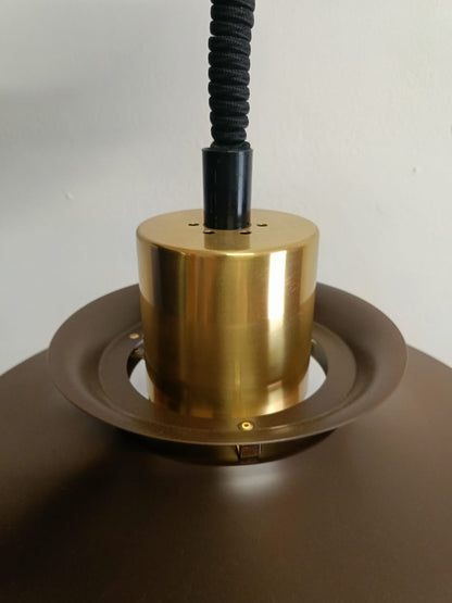 Lampada Sospensione Danese Anni '60 | Nero Ottone | Dischi | 40cm