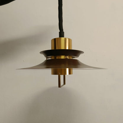 Lampada Sospensione Danese Anni '60 | Nero Ottone | Dischi | 40cm