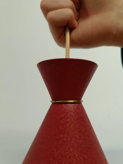 Lampada Sospensione Bent Karlby design danese Anni '50 | Metallo Rosso | 25cm |94vnt2b