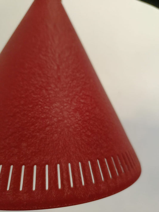 Lampada Sospensione Bent Karlby design danese Anni '50 | Metallo Rosso | 25cm |94vnt2b