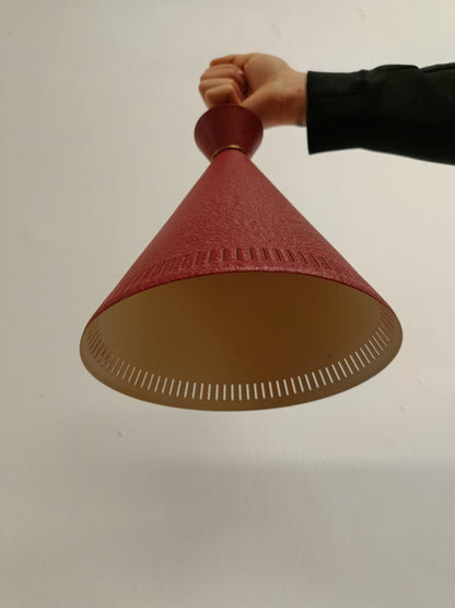 Lampada Sospensione Bent Karlby design danese Anni '50 | Metallo Rosso | 25cm |94vnt2b