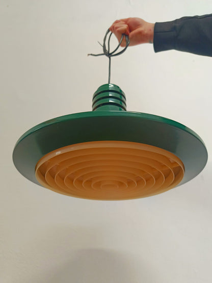 Lampada Sospensione Danese Anni '50 | Verde L.39 | Disco UFO