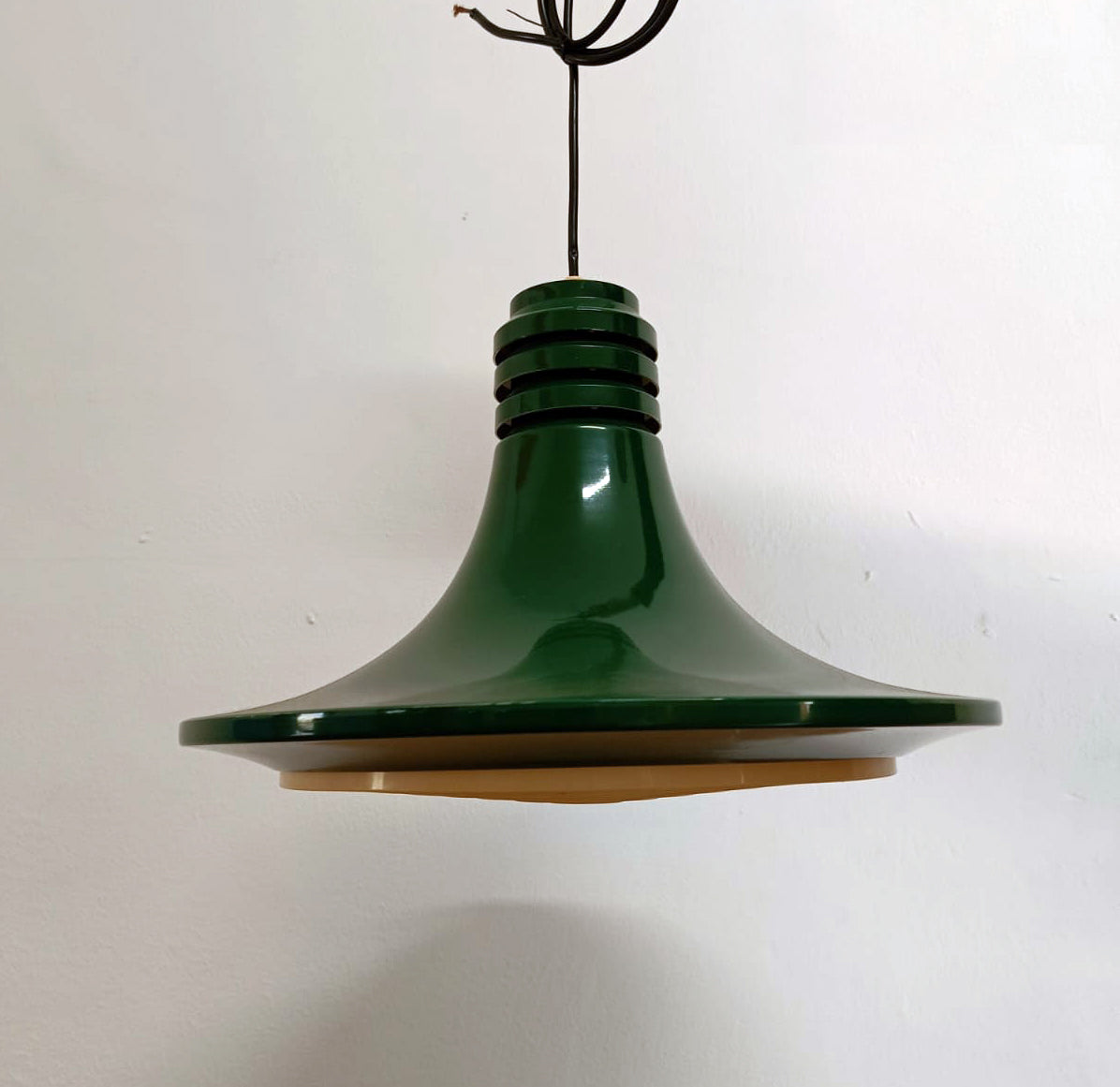 Lampada Sospensione Danese Anni '50 | Verde L.39 | Disco UFO