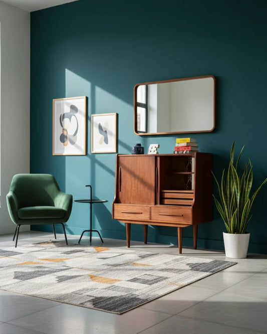 Mobile bar con specchio Danese Teak 100cm Sviluppo Verticale Ante Scorrevoli