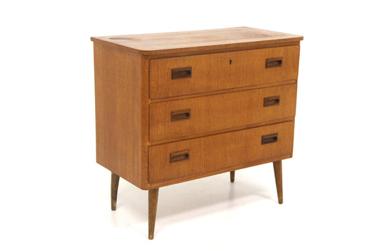 cassettiera teak betulla 3 cassetti