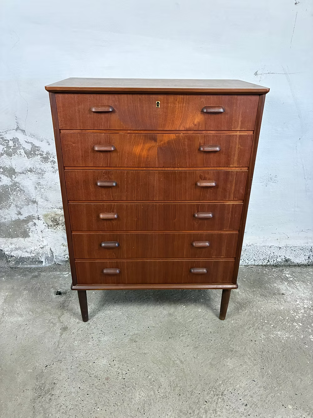 cassettiera teak danese 105cm 6 cassetti