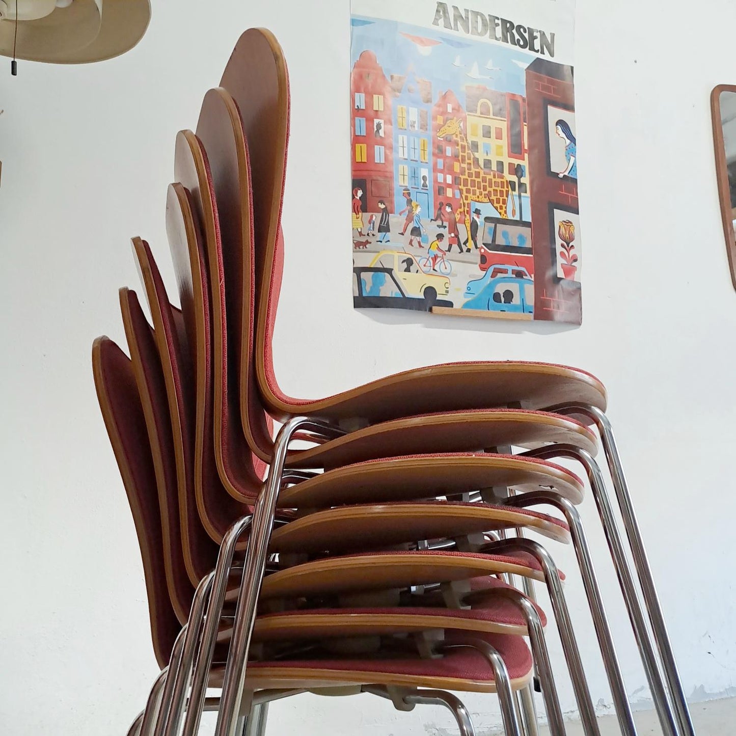 Sedie Arne Jacobsen serie 7 (ristoffate) design danese originale vintage anni 60 [79kr]