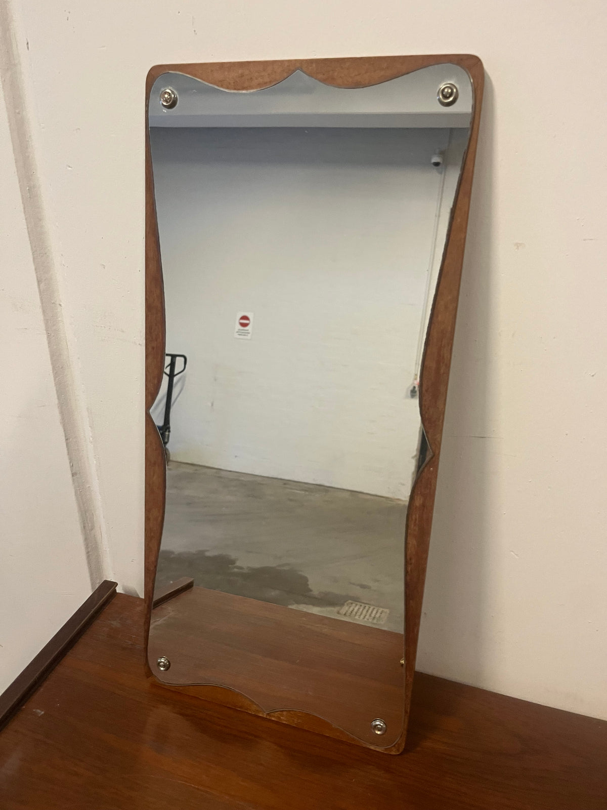 Specchio in teak 28x60cm design svedese anni 50 | fz9351