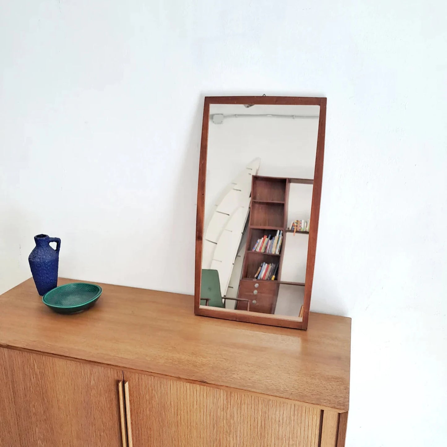 Specchio vintage design svedese originale anni 50 | teak 70cm