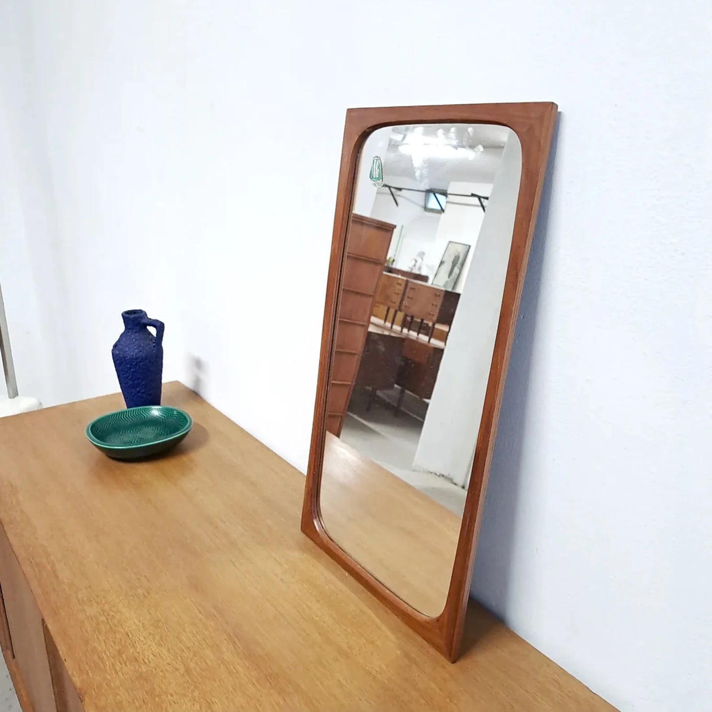 Specchio vintage design svedese originale anni 50 | teak 60cm
