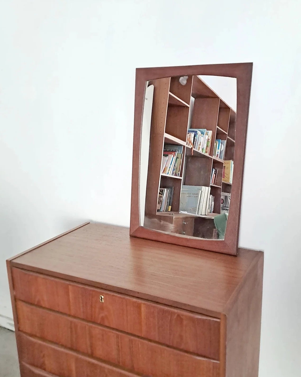 Specchio vintage design svedese originale anni 50 | teak 62cm