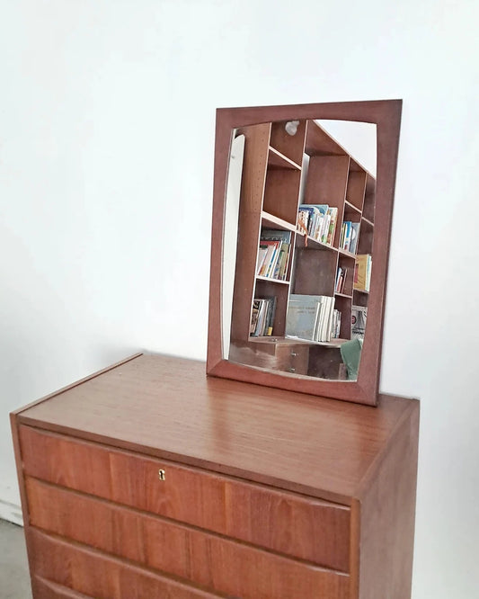 Specchio vintage design svedese originale anni 50 | teak 62cm