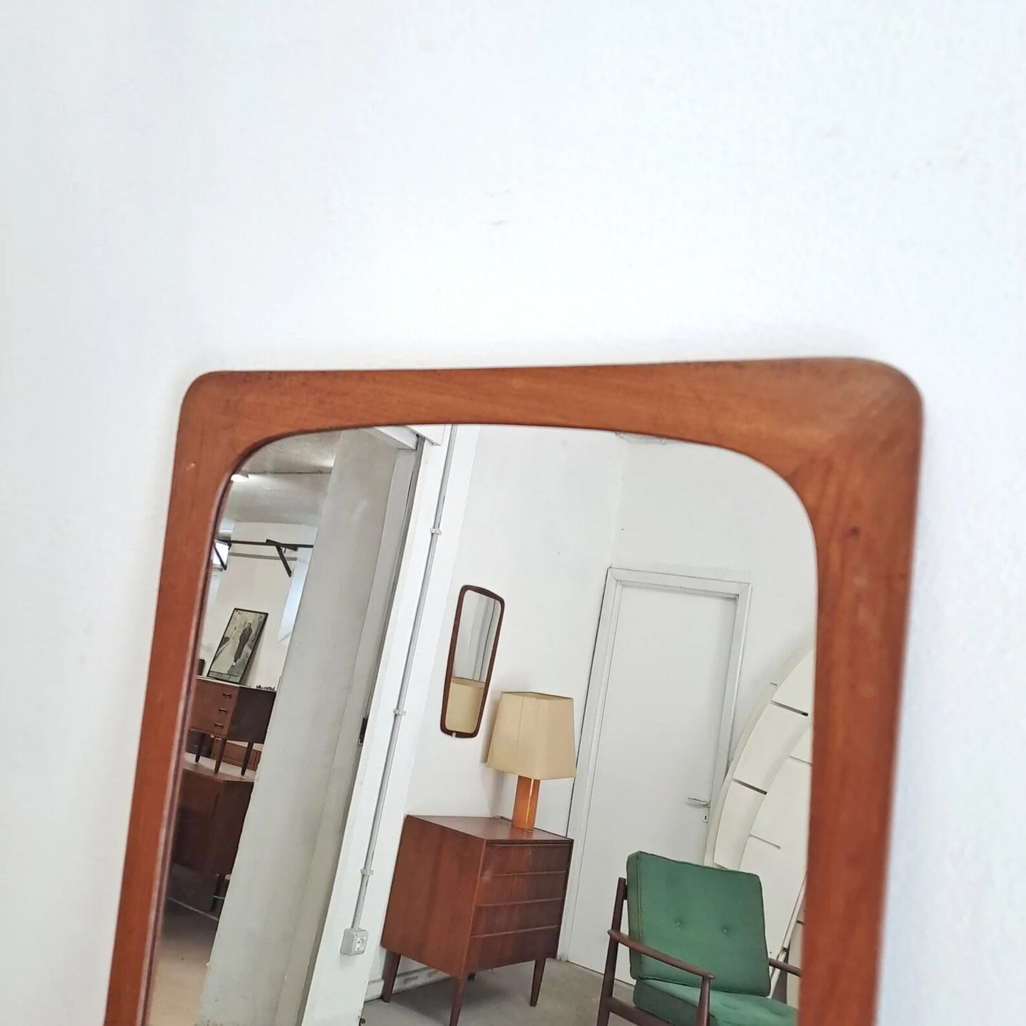 Specchio vintage design svedese originale anni 50 | teak 63cm cornice