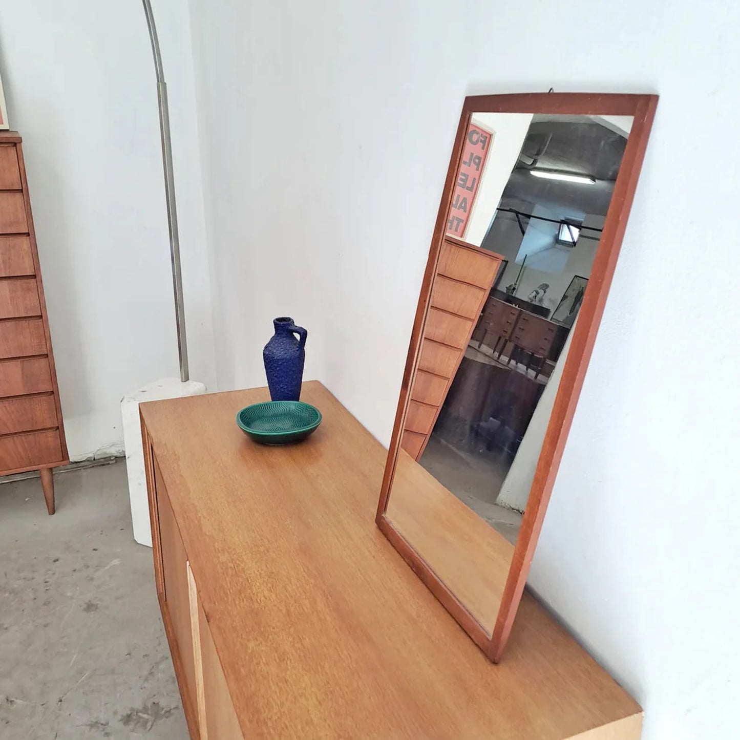 Specchio vintage design svedese originale anni 50 | teak 70cm