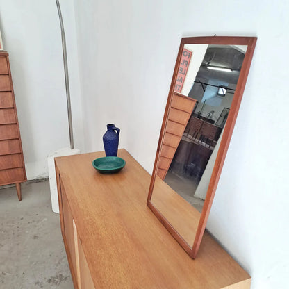 Specchio vintage design svedese originale anni 50 | teak 70cm