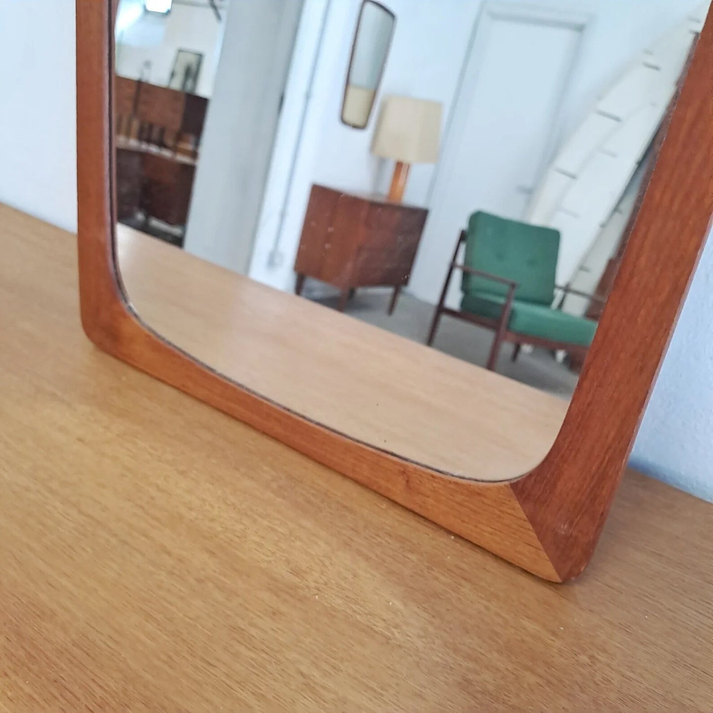 Specchio vintage design svedese originale anni 50 | teak 63cm cornice