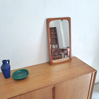 Specchio vintage design svedese originale anni 50 | teak 63cm cornice