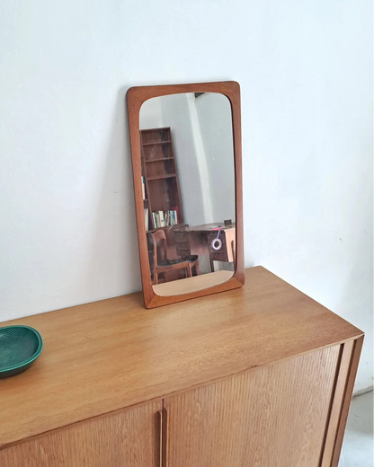 Specchio vintage design svedese originale anni 50 | teak 63cm cornice