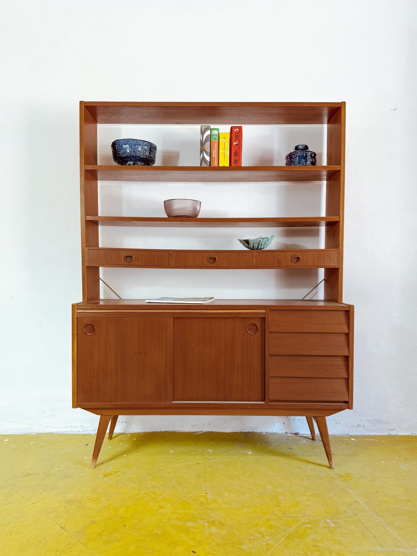 Libreria scrittoio design svedese vintage anni 60 [83sw24614] misure L.120 H.163,5 P.28