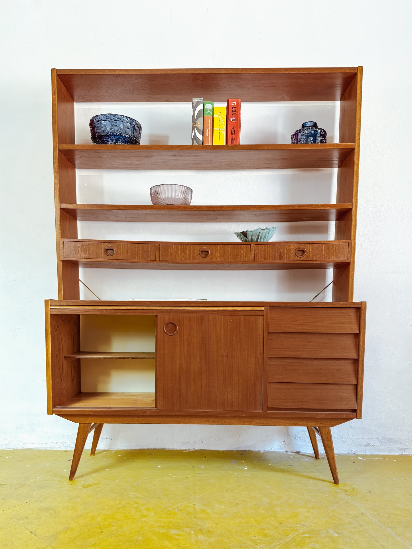 Libreria scrittoio design svedese vintage anni 60 [83sw24614] misure L.120 H.163,5 P.28