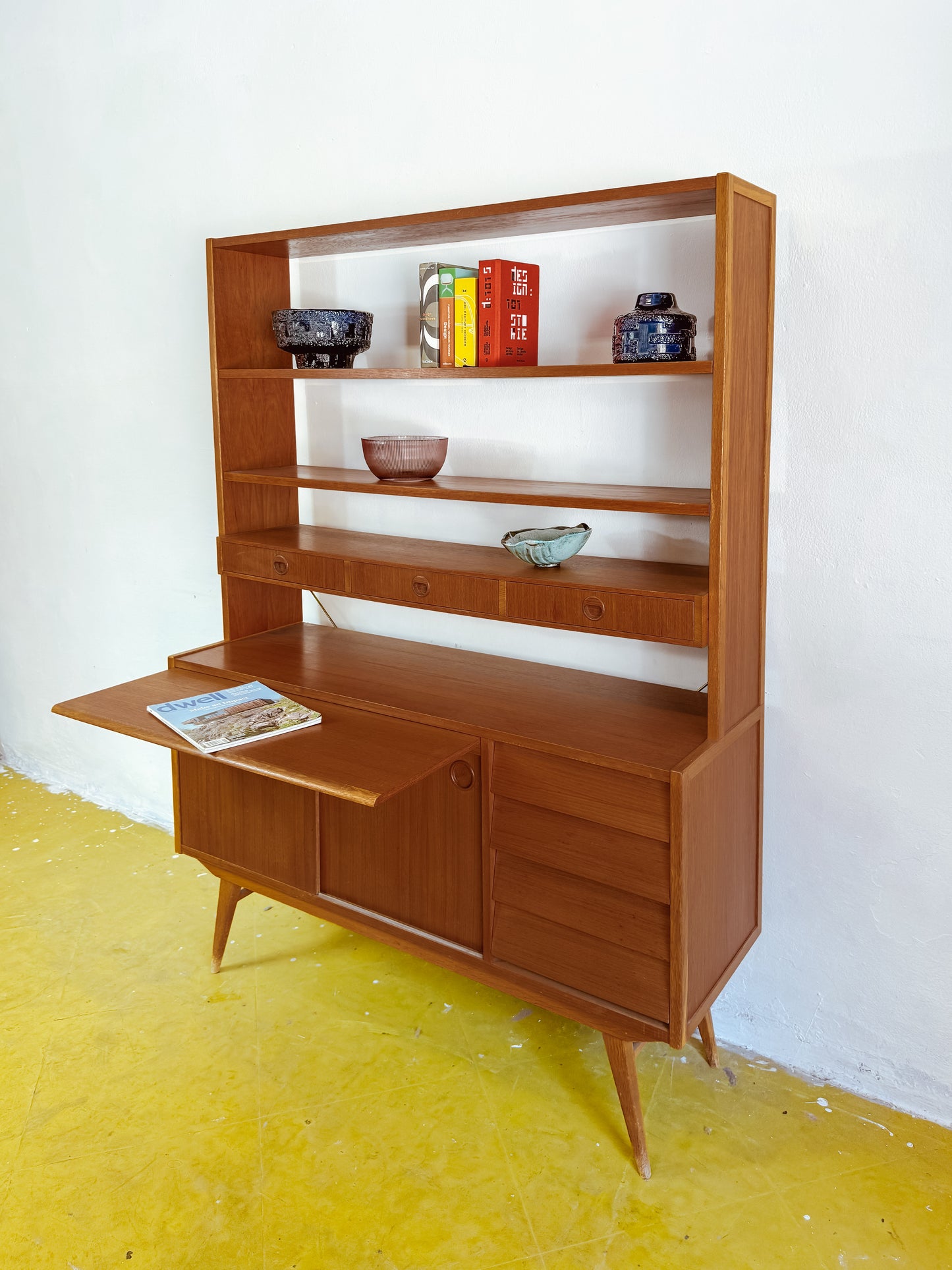 Libreria scrittoio design svedese vintage anni 60 [83sw24614] misure L.120 H.163,5 P.28