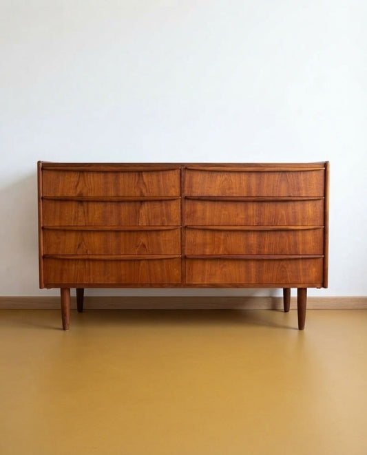 Cassettiera doppia sideboard Danese Anni '50 Teak Restaurata | 128cm | 99vnt-doppia