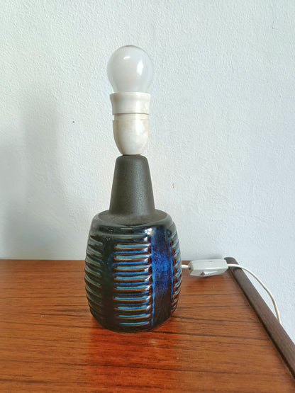 Lampada Tavolo Søholm Ceramica Anni '60 Decorazione Blu Bruno Danese