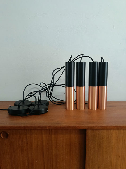 Lampada Sospensione Danese Anni '60 | Nero Rame Bicolore | 31cm
