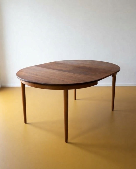 Tavolo tondo allungabile Ø110cm vintage design danese anni 50 | 99vnt200 | IN FASE DI RESTAURO