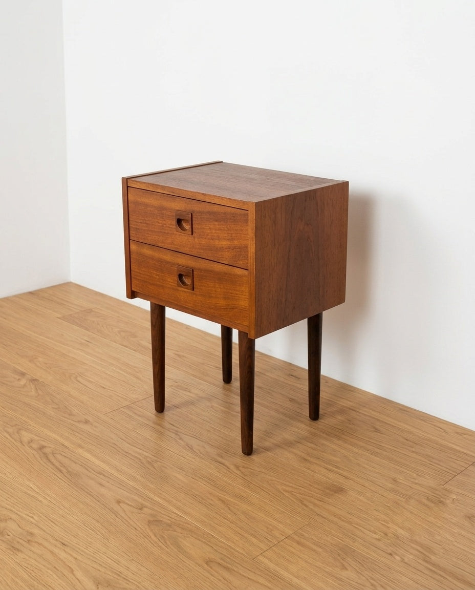 Comodino danese vintage anni '60 teak | due cassetti | 99ck2471