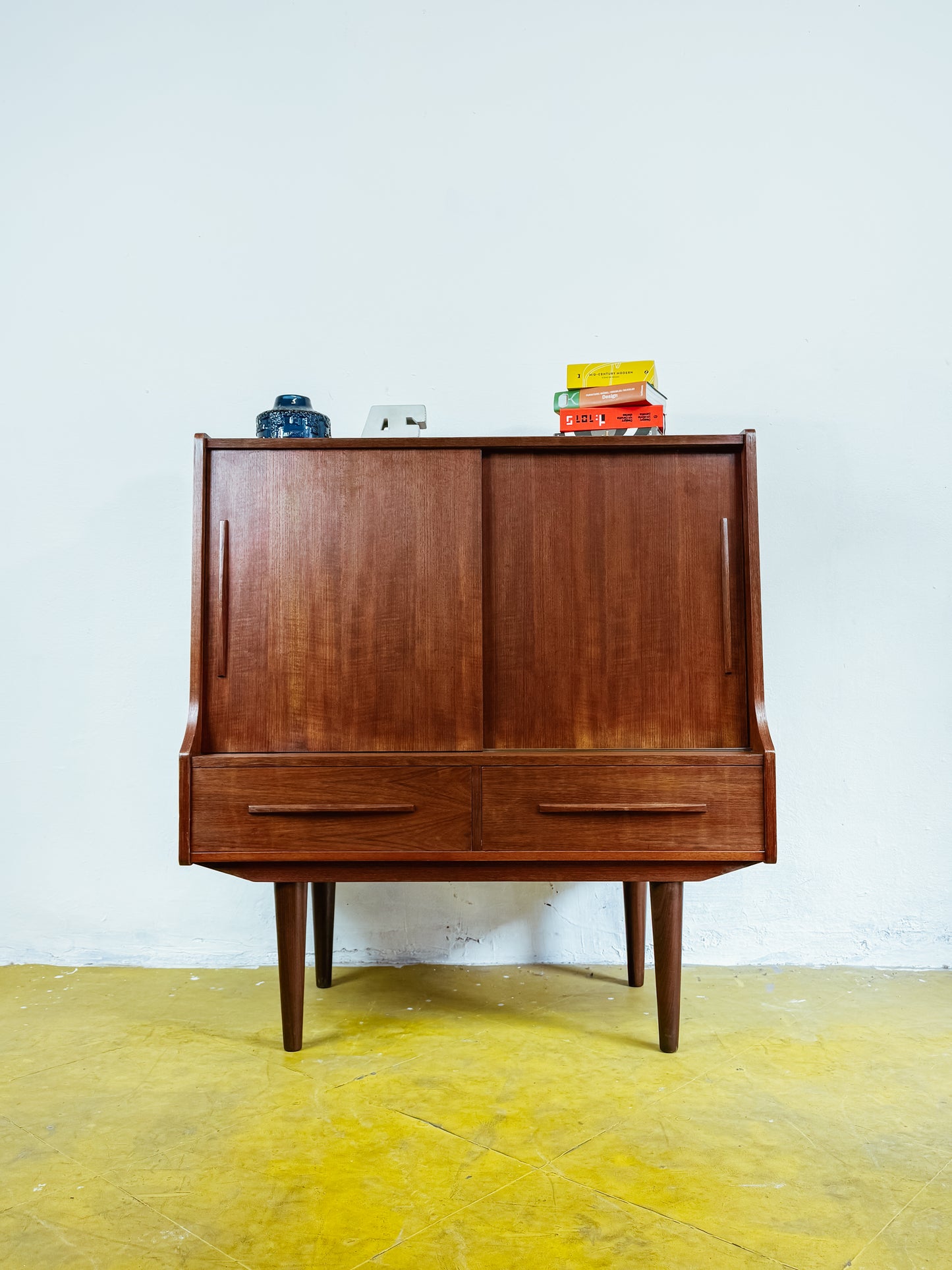 Mobile bar con specchio Danese Teak 100cm Sviluppo Verticale Ante Scorrevoli