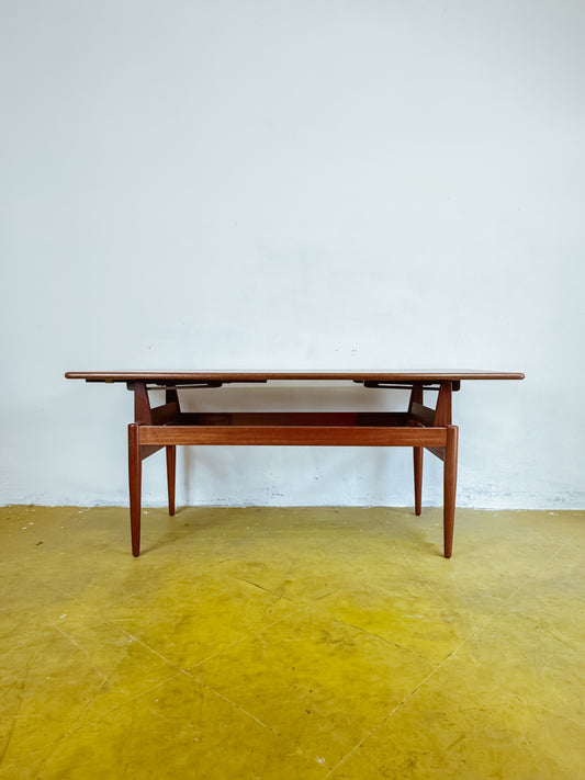 Tavolino Trasformabile Vintage Danese Teak Anni '60 Regolabile