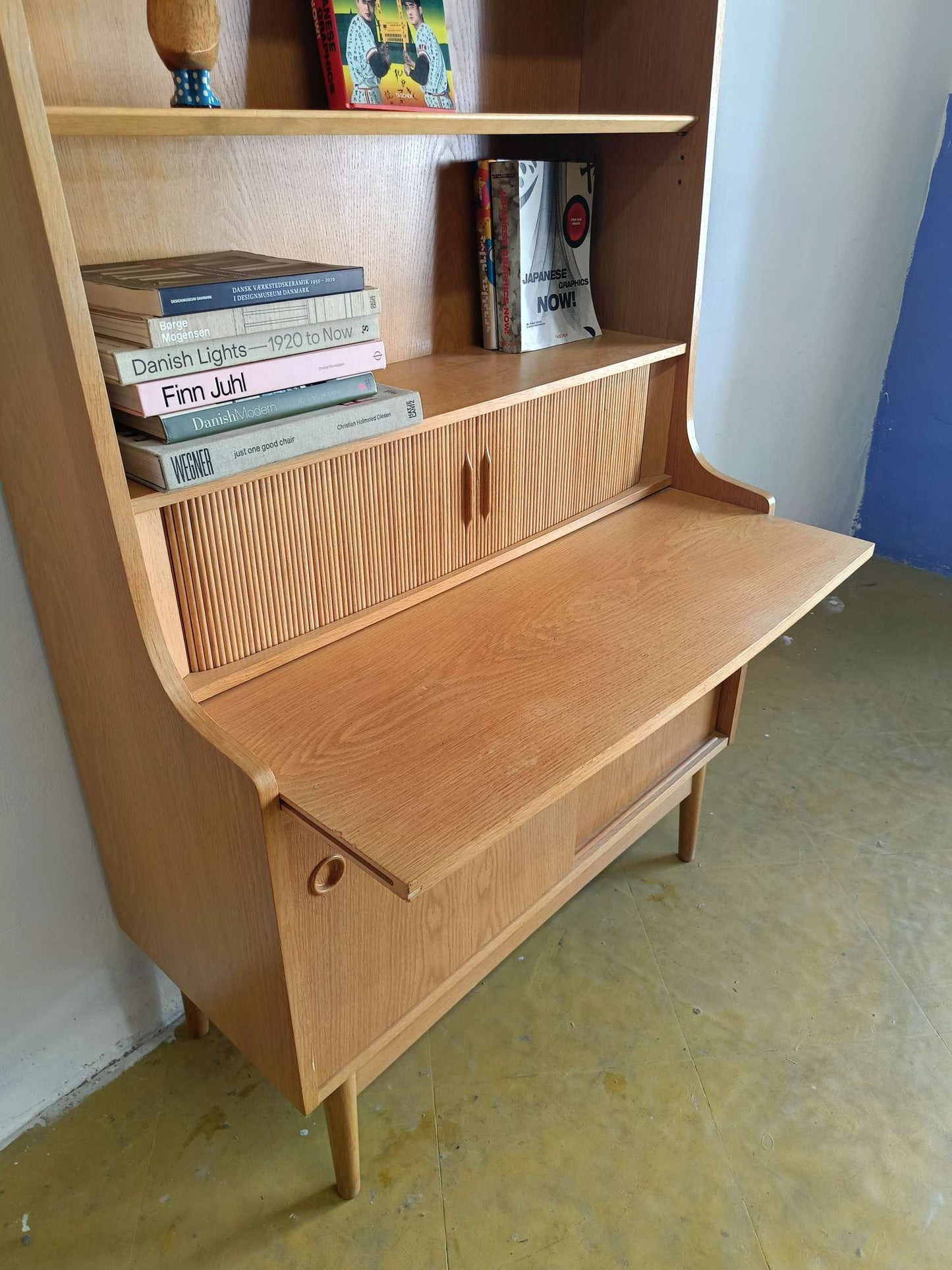 Libreria Johannes Sorth design danese vintage anni 50 [89ck1799] misure L.182 H.100 P.43