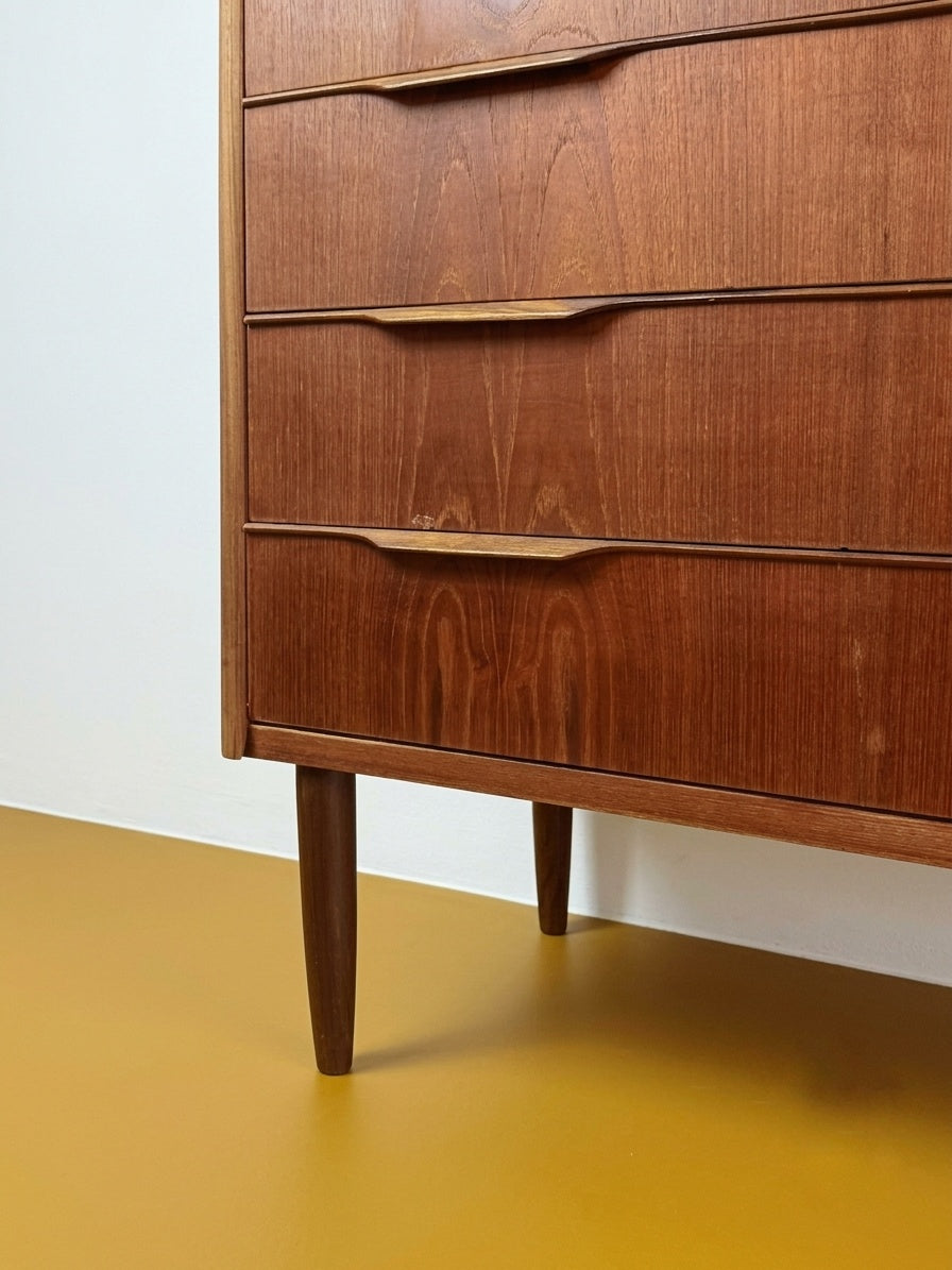 Cassettiera Danese Teak Anni 50 | 6 cassetti restaurata | 105cm | 93vnt3