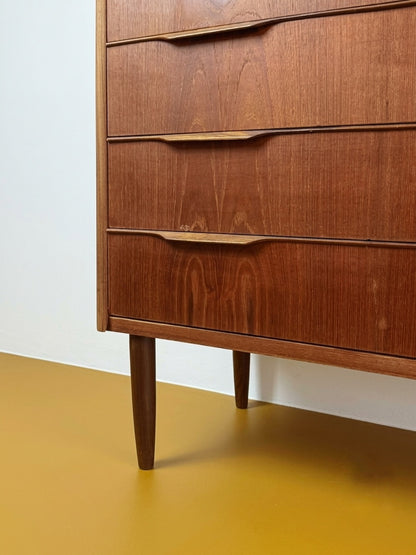 Cassettiera Danese Teak Anni 50 | 6 cassetti restaurata | 105cm | 93vnt3