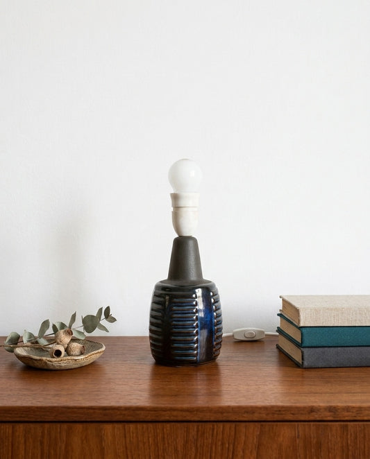 Lampada Tavolo Søholm Ceramica Anni '60 Decorazione Blu Bruno Danese