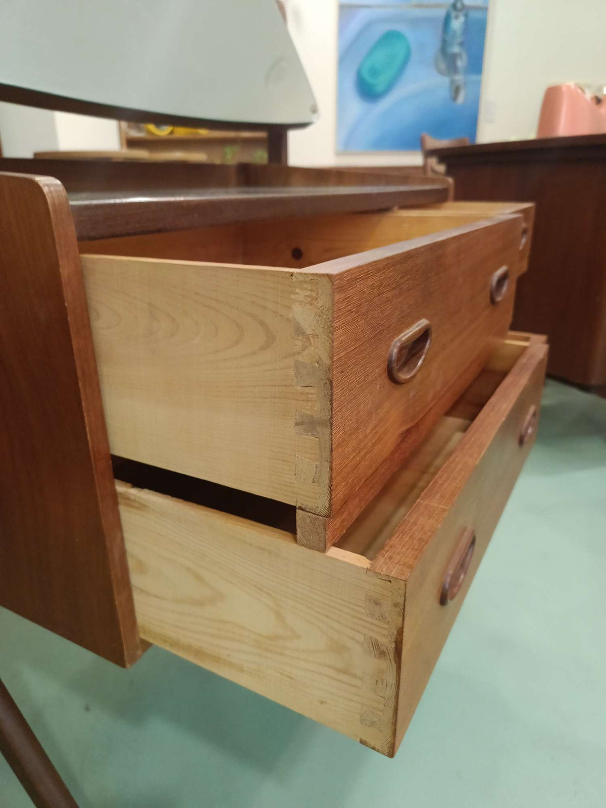 Toletta Danese Anni '50 Teak 5 Cassetti Specchio | 78 cm | 99vnt