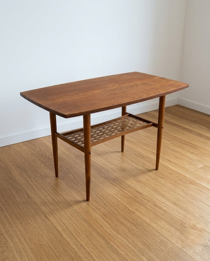 Tavolino consolle svedese vintage anni '50 in teak, vista frontale