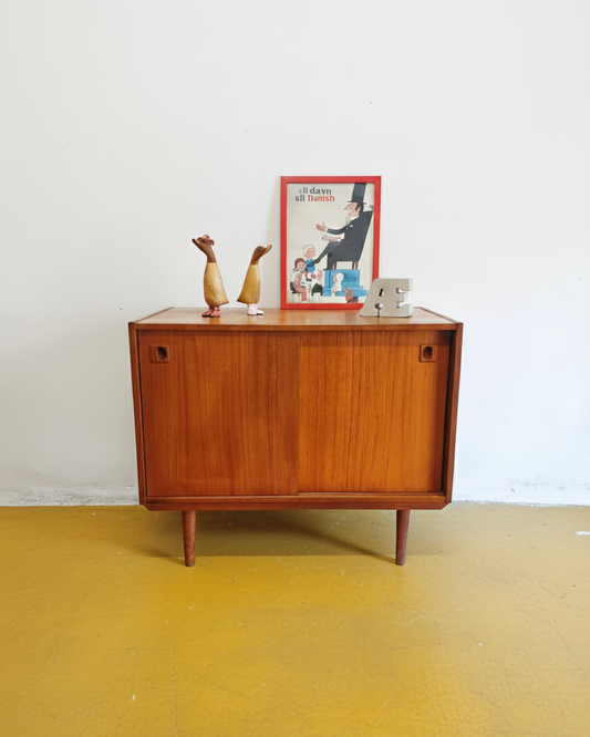 Sideboard Danese Vintage Anni '50 Teak Ante Scorrevoli Compatto 89cm