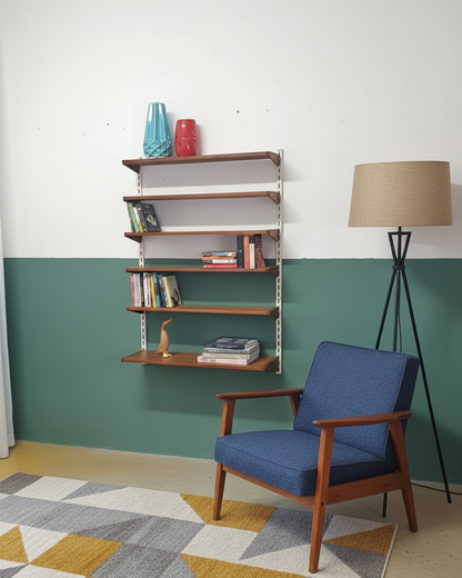 Libreria Kai Kristiansen Teak Anni '60 | Sistema Cremagliera Bianco