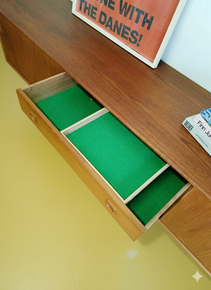 Sideboard Danese Vintage Anni '50 Teak Ante Cassetti Lungo L.240 cm