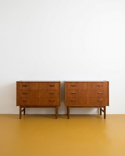 Coppia Comodini Vintage Danesi Teak Anni '50 | Tre Cassetti | 60cm | 58j37130