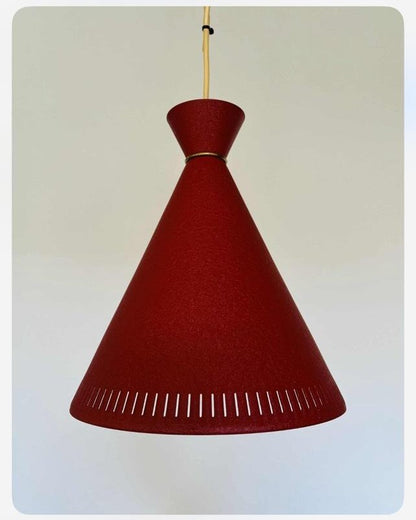 Lampada Sospensione Bent Karlby design danese Anni '50 | Metallo Rosso | 25cm |94vnt2b