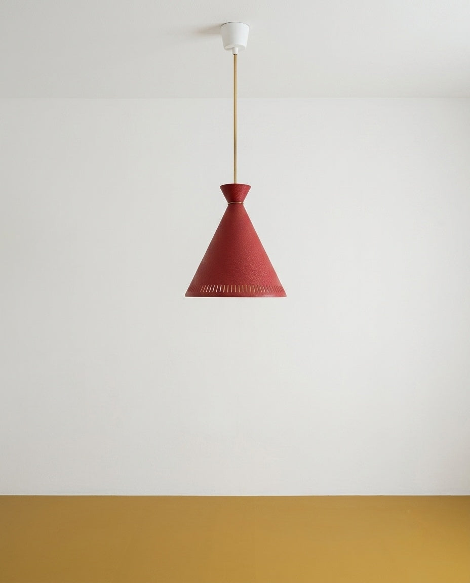 Lampada Sospensione Bent Karlby design danese Anni '50 | Metallo Rosso | 25cm |94vnt2b