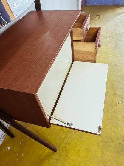 Toletta Danese Anni '50 Teak | 2 Cassetti Specchio Restaurata 78cm