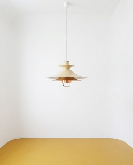 Lampada Sospensione Danese Vintage Anni '60 Metallo Lamelle Bianco | 45cm | 92ck1617
