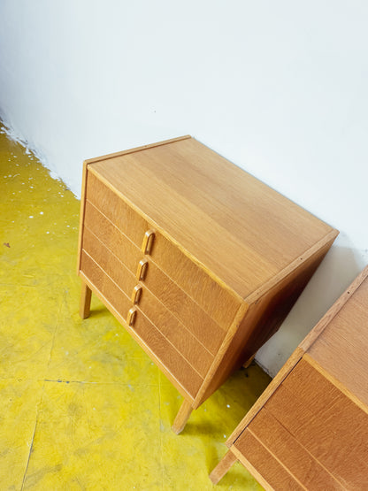 Comodini cassettiere Vintage Bertil Fridhagen | Bodafors Quercia Anni '60 Coppia